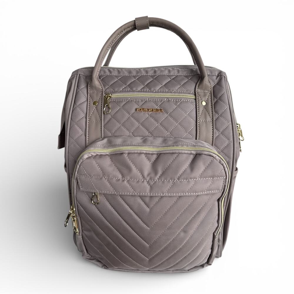 KROSER 17” Quilted Laptop Backpack NWOT Beige RFID USB Work Travel Bag